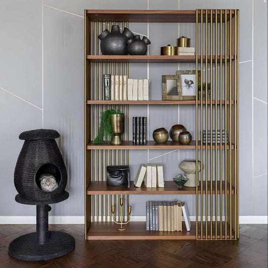 أثاث مهوي - بارتشن معدن باللون الذهبي مع البني