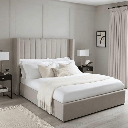 أثاث مهوي - سرير بضهر تنجيد مخطط