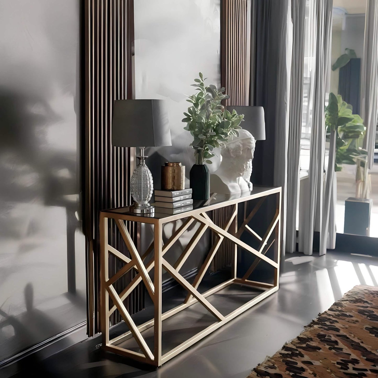 أثاث مهوي - كونسول بسطح زجاج بتصميم مميز