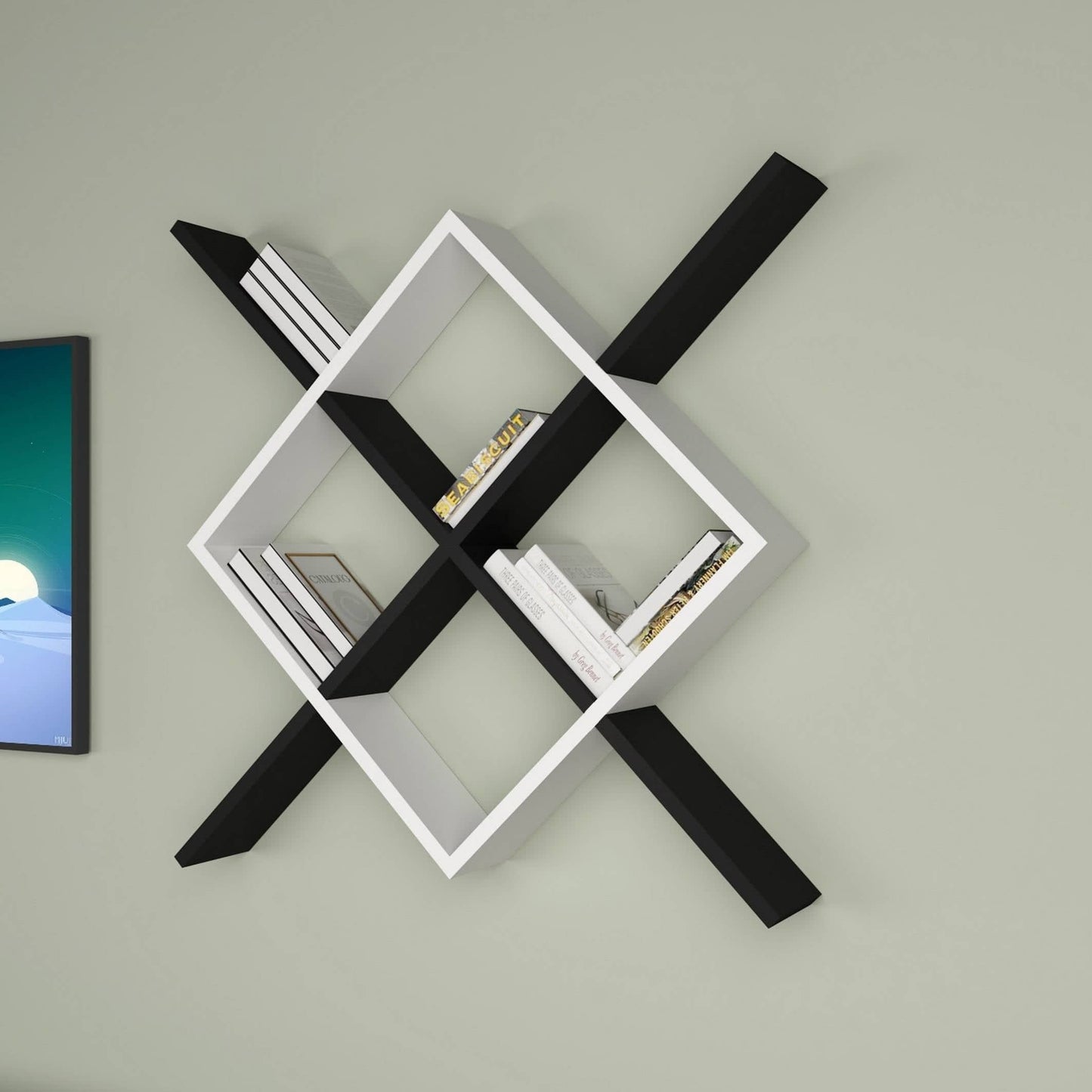 أثاث مهوي - وحدة أرفف بتصميم هندسي