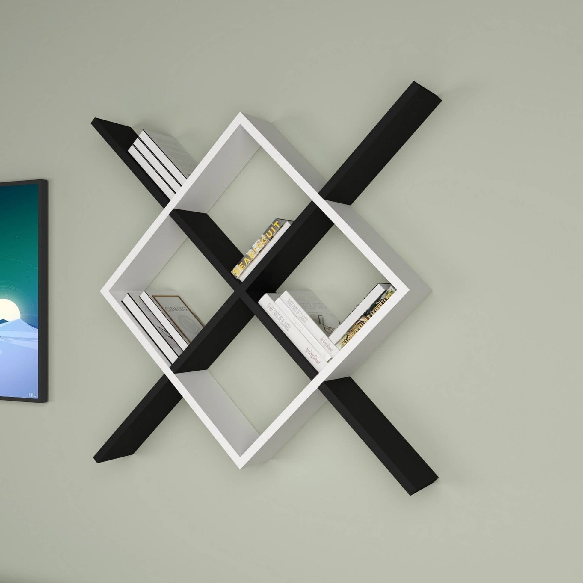 أثاث مهوي - وحدة أرفف بتصميم هندسي