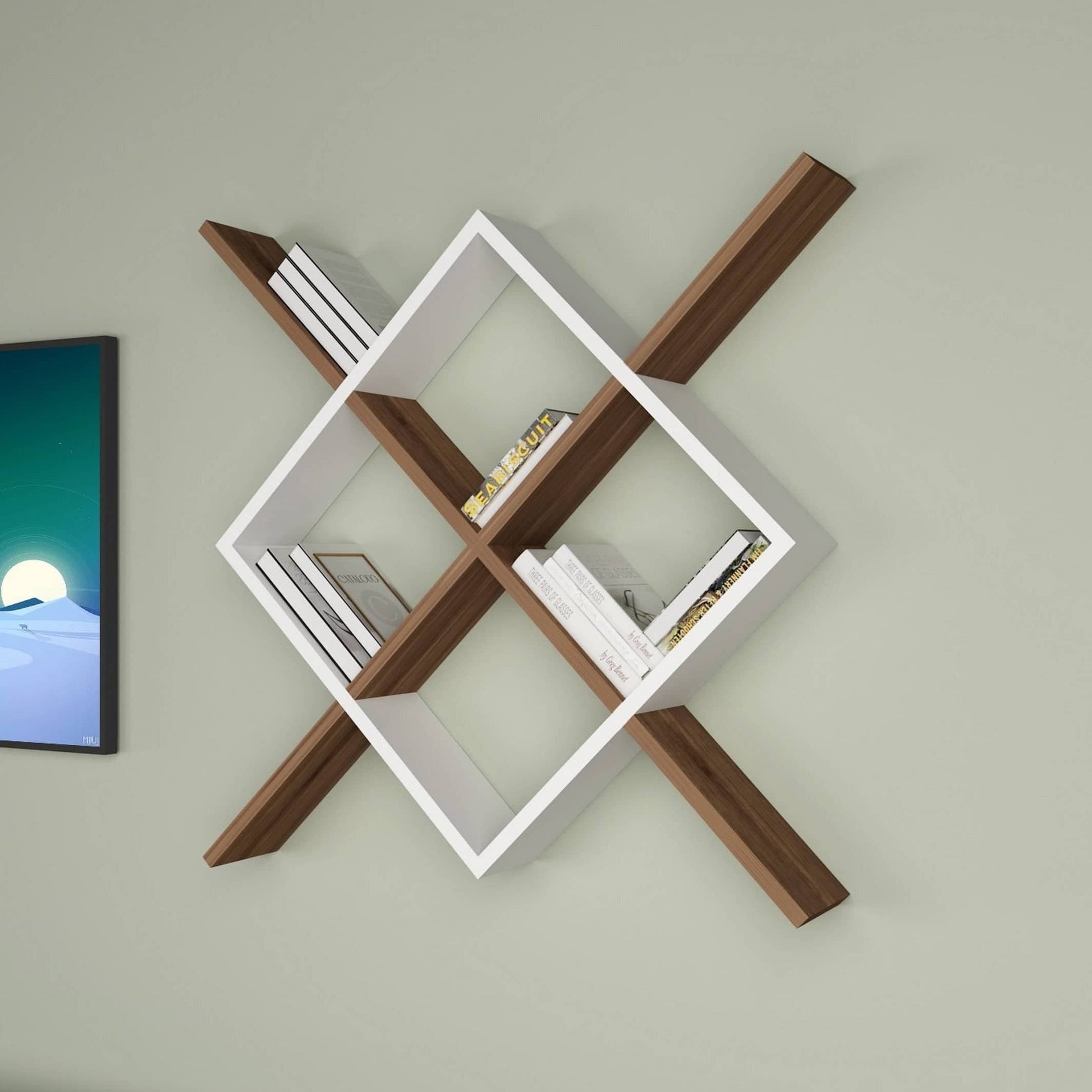 أثاث مهوي - وحدة أرفف بتصميم هندسي