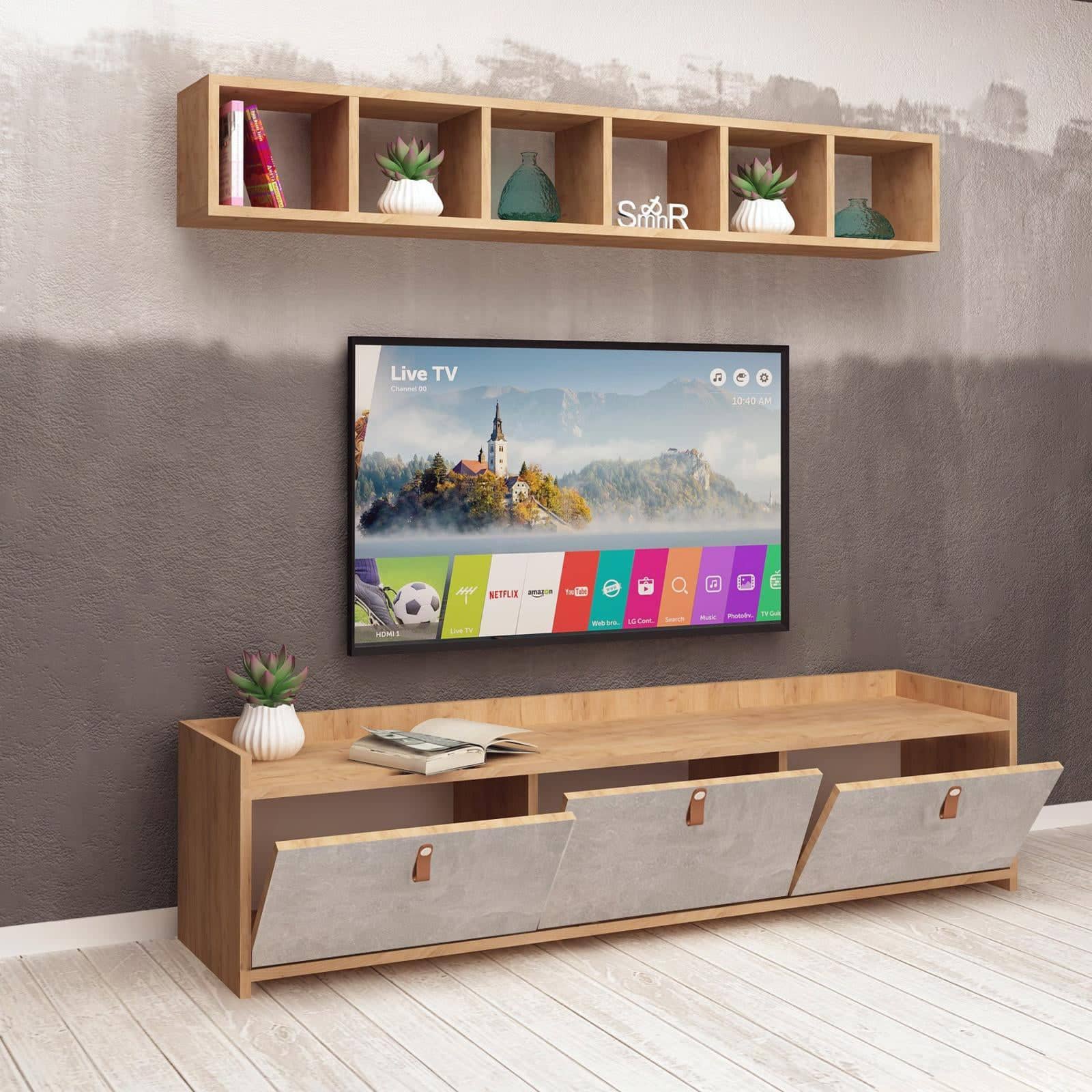 أثاث مهوي - طاولة تلفاز بتصميم ريفي